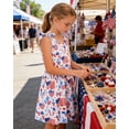 thumbnail image 6 of Aideaone Girls 4th of July Dresses Sleeveless Summer Dress Bowknot Strap Stripe V Neck Sundress 3-10T, 6 of 7