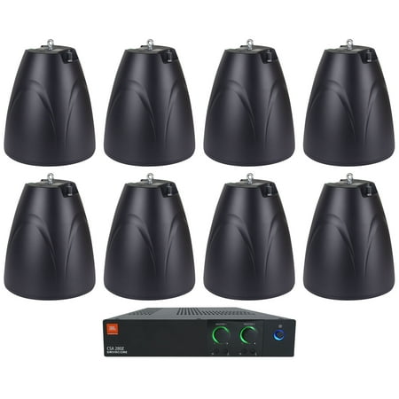 JBL CSA 280Z Commercial Amplifier+(8) Black 6.5" 70V Hanging Pendant Speakers