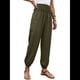 thumbnail image 2 of Pantalones de Verano Bohemios Informales de Negocios, Plisados, Elásticos, de Cintura Alta, de Pierna y con Bolsillos para Mujer. Verde XL, 2 of 10