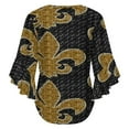 thumbnail image 6 of Black And Gold Fleur De Lis Women's V-Neck Blouse With 3/4 Ruffled Bell Sleeves Casual Top Ladies Blouses, 6 of 7