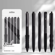 5-Pack Retractable Quick-Dry Gel Pens 0.5mm Black Ink Smooth Writing Press Pens for Exams & Office Tasks
