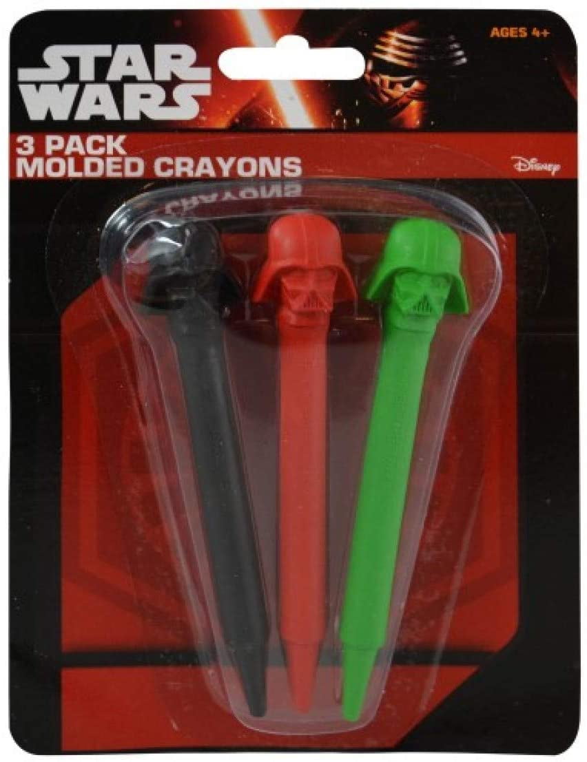 Star Wars Molded 3 Crayons Set, Collectible wax crayons with Darth Vader head-shaped ends