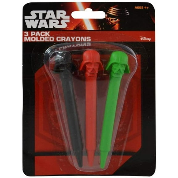 Star Wars Molded 3 Crayons Set, Collectible wax crayons with Darth Vader head-shaped ends