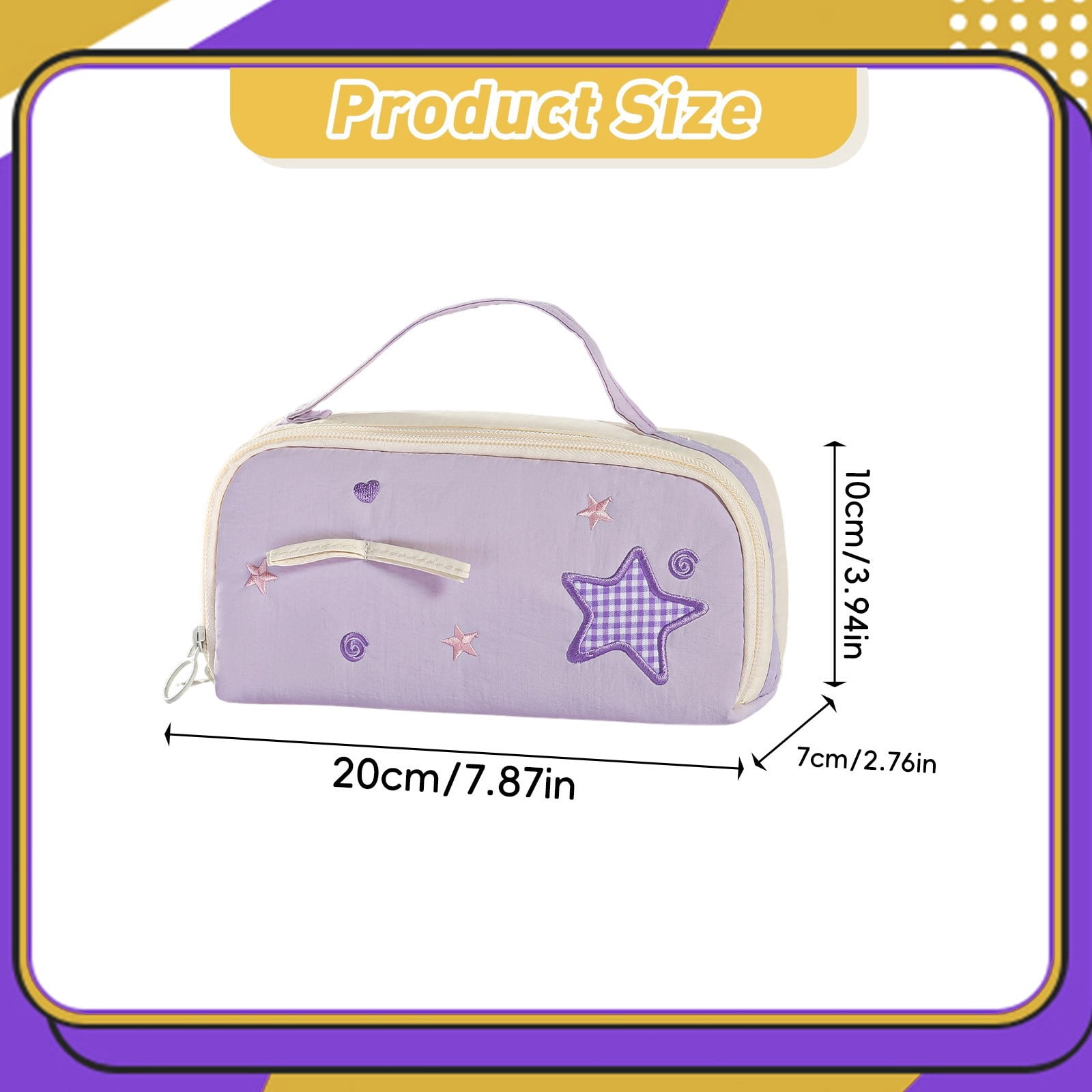 HCTSHG Multi-functional Stationery Pencil Pouch,Star Pattern Pencil Case Handheld Multi Layer Large Capacity Stationery Bag Cute Pencil, Large Capacity Design Pen Pouch Supplies,Cute Functional Bag