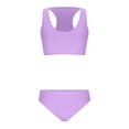 thumbnail image 5 of HVOBTTY Womens Summer 2 Piece Swimsuits Bikinis Sets Solid Color Padded Backless Wave Classic Beach Vacation Bikini Swimwear Set Purple, L, 5 of 5