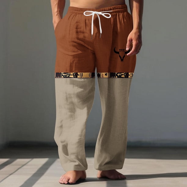 Pantalones largos para hombre, cintura elástica, transpirables, cómodos, suaves, informales, de playa, de poliéster.