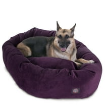 Majestic Pet Villa Velvet Bagel Pet Bed for Dogs, Calming Dog Bed Washable, Extra Large, Aubergine