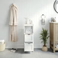 thumbnail image 3 of Flash Furniture Farmhouse Bathroom Storage Organizer with Two Removable Drawers and Open Display Shelf in White, 3 of 12