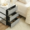 thumbnail image 4 of Wooden Nightstands Mirrored Bedside Nightstand, Modern Side Table with 3 Drawers, Silver Accent End Table with Crushed Diamonds for Bedroom, Dorm and Living Room, 17.7"W x 13.8"D x 23.6"H,Bedside Nig, 4 of 9