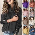 thumbnail image 2 of Chaqueta tipo suéter de cuello alto para mujer, ropa europea y americana, otoño e invierno, 2 of 6