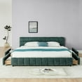 thumbnail image 3 of GAKMCIL King size Bed Frame with Thick Fabric,Upholstered Bed Frame with Headboard and Solid Frame. No Box Spring Needed Blue+Green(88.5''*68.5''*31''), 3 of 10