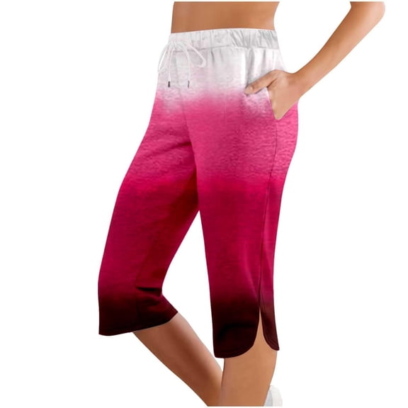 KALE Capris Pants for Women Leggings With Pockets Knee Length Petite Summer Lightweight High Waisted Athletic Workout Yoga Summer Pants 2025 Hot Pink S