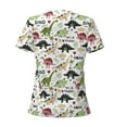thumbnail image 3 of Goofa Dinosaur Pattern Womens Deep V Neck Low Cut Tops Casual Summer Short Sleeve Ribbed Knit T-Shirts-XX-Large, 3 of 5