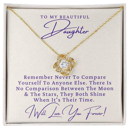 The Perfect Your Daughter, Beautiful Necklace, A Heartfelt Keepsake From Mom, Dad, Grandparents, Message Card and Box, White Love Knot Necklace