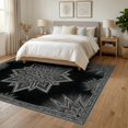 thumbnail image 3 of ODIKA 6'x9' Ultra-Soft Area Rug, Moorish Classroom Dining Large Variegated Inspired Geometric Boho Refined None Washable, Bare feet friendly, Silk-Touch for Guest Room, Bedroom, 3 of 7