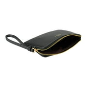 Coach Womens Small Corner Zip Crossgrain Leather Wristlet (Black)