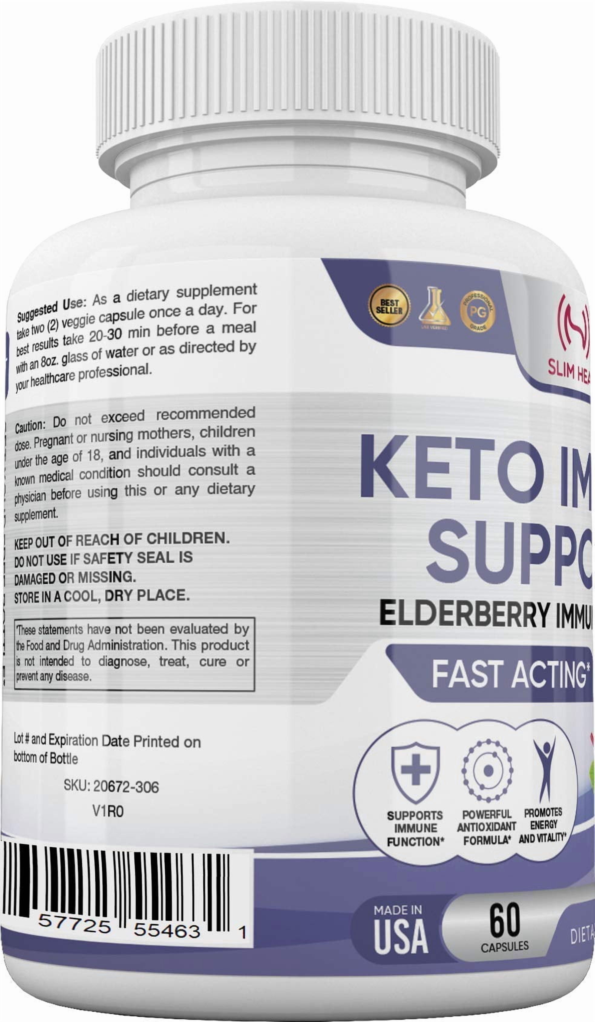 Elderberry Immune Support Supplement – Vitamin C, B6, E, Zinc, Garlic, Turmeric & Echinacea, 60 Capsules, 30-Day Daily Immune Defense for Adults