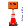thumbnail image 2 of RK-Safety 28" Orange Cone, Black base With Two Reflective Tape, Plus Cone Sign 31 "Slow", (Cone-2 ea + Cone Sign-2 ea), 2 of 2