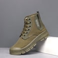 thumbnail image 6 of Puntoco Men's Round Toe Lace Up Work Boots, Side Zipper Chunky Thick Sole Comfort Casual Ankle Boots for Working Outdoor Army Green 9, 6 of 9