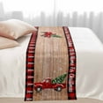 thumbnail image 3 of Bed Runner Scarf for Cal.King Size Bed, Red Truck Christmas Beds Scarf Throws for Foot of Bedding, Red Black Plaid Xmas Tree Vintage Decorative Beds Runners for Bedroom Guestroom, 102"x20", 3 of 8