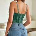 thumbnail image 4 of KHONTS Corset Tops for Women Going out Fall Fashion Crop Lace Outfit Y2k Spaghetti Strap Tank Tops Mesh Party Bustier Cami Tops Dark Green XS, 4 of 9