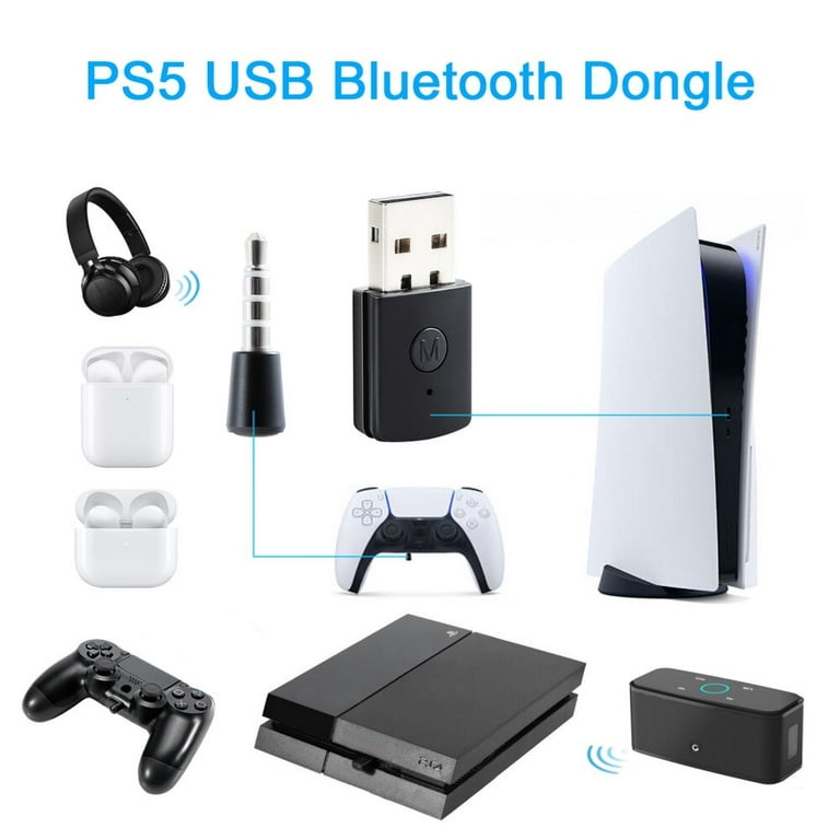 PS5 Bluetooth Dongle Adapter USB 4.0 Zamia Mini Dongle Receiver  Transmitters Wireless Adapter Kit Compatible with PS4 /PS5 Playstation 4 /5  Support