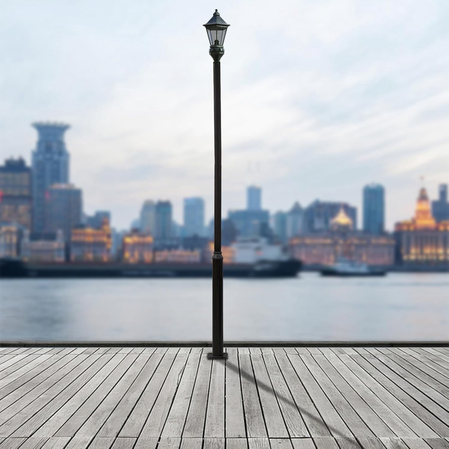 16 Ft Outdoor Lamp Post, Heavy-Duty Metal Street Light Pole Outdoor Galvanized Lamp Post for Street Courtyard Parking Lot Outdoors, Easy Installation