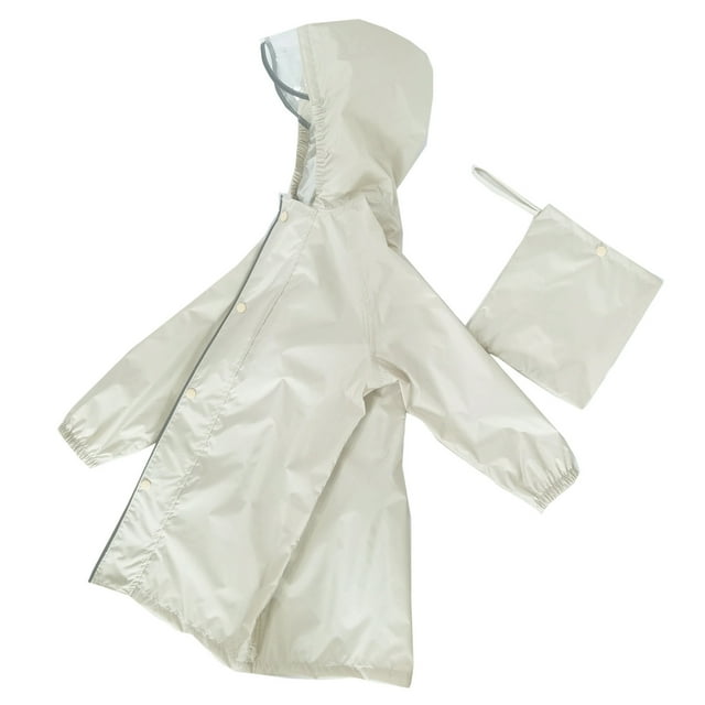MIASHUI Poncho de Pluie pour Enfants Imperméable Réutilisable en EVA Manteaux de Pluie pour Garçons Filles, Beige, 4-6 Ans
