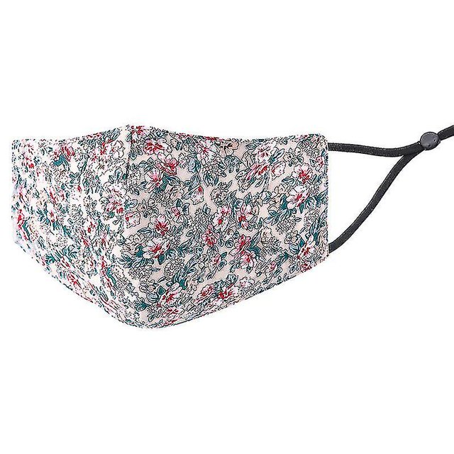 Qian 2pcs Floral Cotton Mask Three-layer Washable Fashion Breathable Printed Mask Style-22