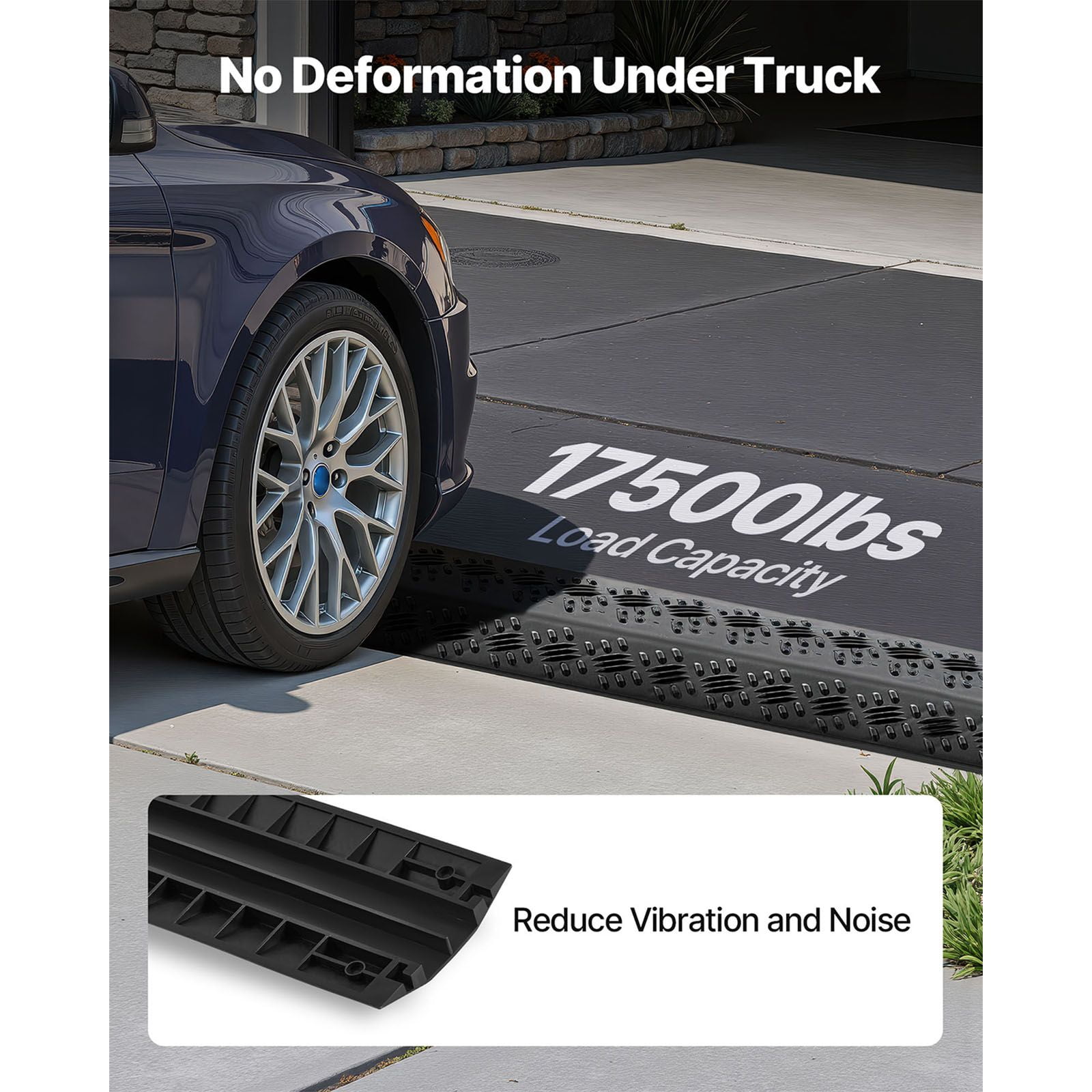 2 Pack Drop Over Cable Cover, 17,500 lbs/Axle Load Capacity, Heavy Duty Cable Hose Protector Ramp, Floor Cord Cover, for High Walking Traffic Areas, Indoor, Outdoor, Home, Office, Warehouse