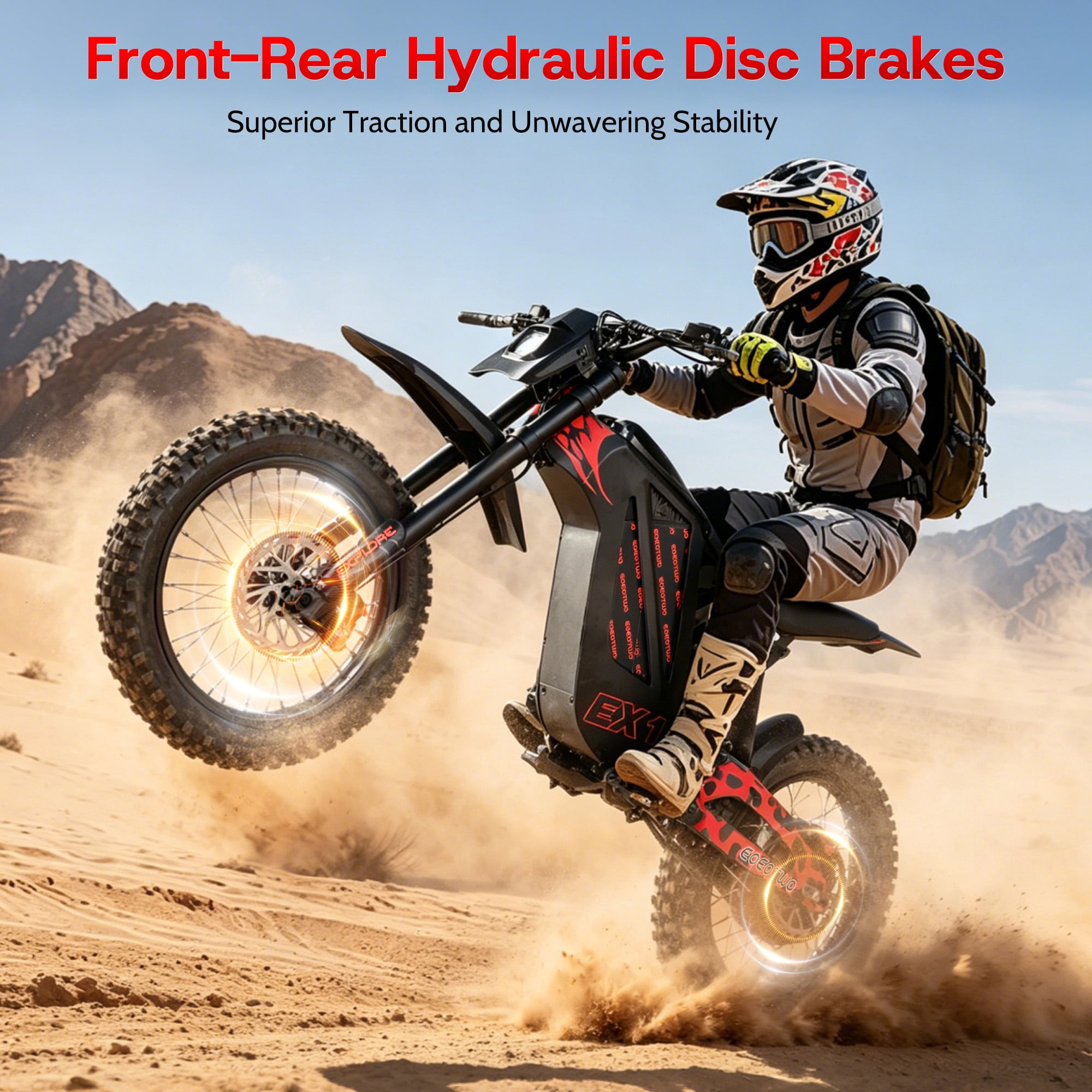 EOEOTWO EX1 3000W Electric Dirt Bike for Adults, 40MPH Fast Off-Road Electric Motorcycle with 48V 25Ah Battery, 50 Miles Long Range, Dual Hydraulic Suspension & Disc Brakes UL2849