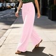 thumbnail image 4 of Womens Polka Dot Pants High Waist Pleated Wide Leg Summer Casual Flowy Lounge Trousers with Pockets for Travel,Pink,M, 4 of 6