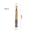 thumbnail image 1 of 1Pc Titanium Plated Hex Shank Hss Screw Thread Metric Tap Drill Compound Tap, 1 of 9