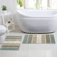 thumbnail image 2 of Alfombra de baño Chardin Home Cordural Stripes, juego de 2 unidades, gris azulado y beige, 2 of 7
