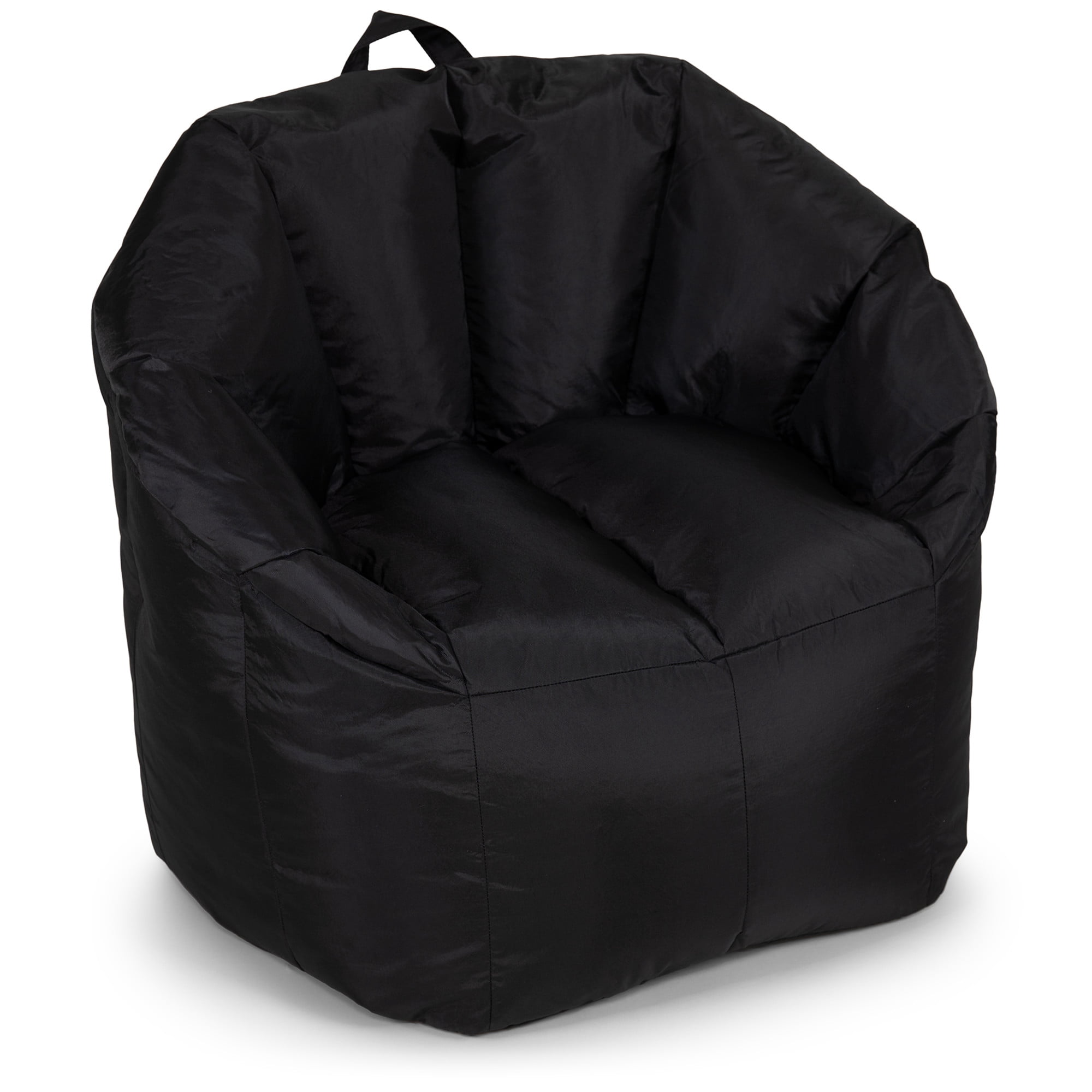 Big Joe Milano Bean Bag Chair for Kids, Teens, Adults, Durable Easy-Clean Black Smartmax, Nylon Polyester Blend, Lightweight Seat for Reading Nook and Gaming, 2.5 foot Refillable