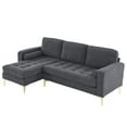 thumbnail image 3 of Fithood 218*141*87cm Boucle Yarn, Diamond-Shaped Gold-Plated Three-Pronged Legs, Three-Seater With Footstool, Indoor Modular Sofa, Dark Grey, 3 of 5
