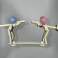 thumbnail image 3 of Wooden Interactive Puppet Toy Handmade Wooden Figure Set For Balloon Popping & Multiplayer Fencing Duel Kids & Adults Game, 3 of 7