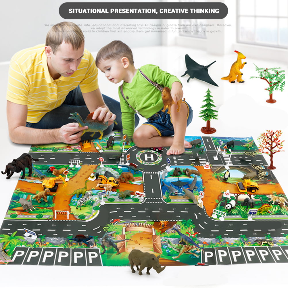Boys & Girls Toddler Role Play Gifts for Kids 35 Pcs Educational Realistic Dinosaur Figure Scene Playsets to Create a Dino World INKPOT Dinosaur Toys with Mat