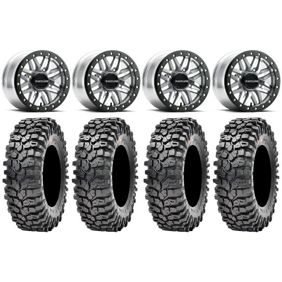 Raceline Ryno Bdlk 15" Mh Wheels 32" Roxxzilla 396 Tires Can-Am Commander Maverick Renegade Outlander Defender