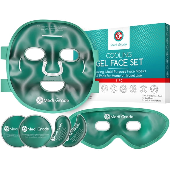 Medi Grade Adult Cooling Mask – Ice Face and Eye Mask with Chillgel for Puffy Eyes & Migraine Relief