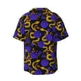 thumbnail image 2 of Wukai Golden Snake And Purple Rose Men's Casual Short-Sleeve Button Down Shirt - Lightweight Summer Dress Shirt for Daily Wear-, 2 of 7