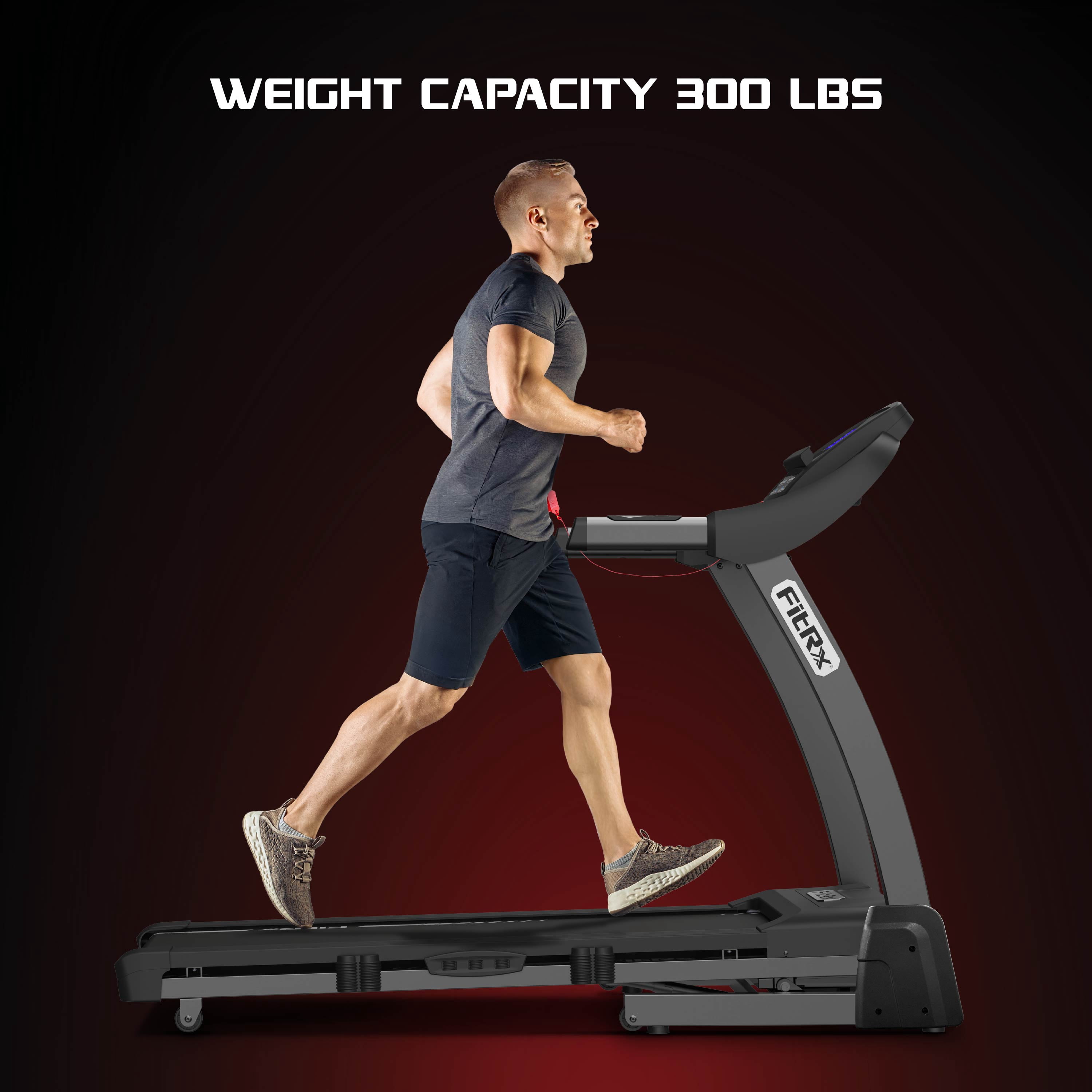 FitRx Crossrun Folding Treadmill, 300lbs Capacity Large Foldable Treadmill for Home Workout with Incline, App, Bluetooth Speakers, and 5” LED Screen
