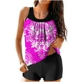 thumbnail image 2 of Fartey Tankini Swimsuits for Women Clearance Tankini Bathing Suit Vintage 2 Piece Tankini Tops with Boyshorts Tummy Control Modest Swimsuit Hot Pink S-2XL, 2 of 6