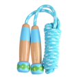 thumbnail image 3 of Cuerda para saltar para niños y adultos, paquete de 2, cuerda para saltar ajustable, mango de madera antideslizante, cuerda de algodón colorida, cuerda para saltar para niños y niñas, entrenamiento fí, 3 of 5