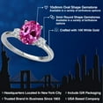 thumbnail image 2 of Gem Stone King 14K White Gold Pink Created Sapphire and White Lab Grown Diamond Engagement Ring for Women | 3.45 Cttw | Oval 10X8MM | Gemstone September Birthstone | Size 7, 2 of 6