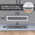thumbnail image 2 of Fits 2x12 Duct Opening | Toe Kick Vent Cover by Handua | Cabinet Toe Kick Space Register Grille | HVAC Toe Space Vent Cover | Outer Dimensions: 3 3/8" X 13 3/8" | Gray, 2 of 7