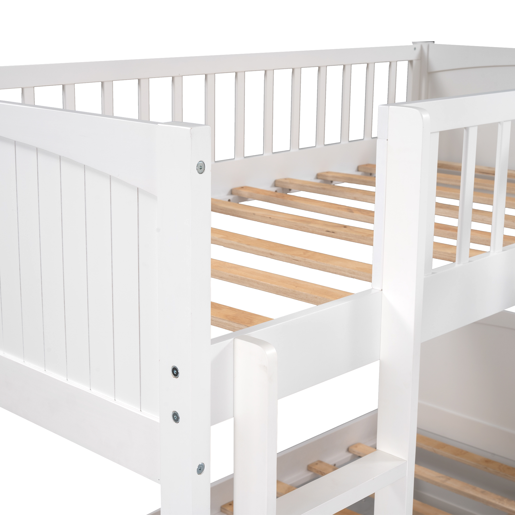 Euroco Wood Bunk Bed Storage, Twin-over-Twin-over-Twin for Children's Bedroom, White - image 11 of 12