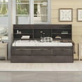 thumbnail image 3 of EUROCO Twin Size Captain Bed, Daybed with Trundle and Bookcase, Drawers and Shelf Platform, Espresso, 3 of 13