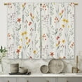 thumbnail image 5 of Boho Floral Kitchen Curtains Yellow Orange Flower Wildflower Small Short Cafe Window Curtains Plant Leaves Botanical Country Bathroom Drapes Treatment Tier Curtains 2 Panels (27.5x39 Inch), 5 of 6