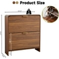 thumbnail image 2 of RARZOE Set of 2 Fluted Shoe Storage Cabinets for Entryway, Narrow Curved Shoe Cabinet with 2 Flip Drawers, Wood Hidden Shoe Organizer Closed Shoe Rack Cabinet for Foyer,Hallway (29.5''Walnut), 2 of 18